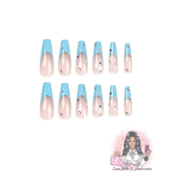 Blue Frenchie Nail Set💅🏾 Perfect for everyday wear ❤️ 🤗. - Picture 2 of 5
